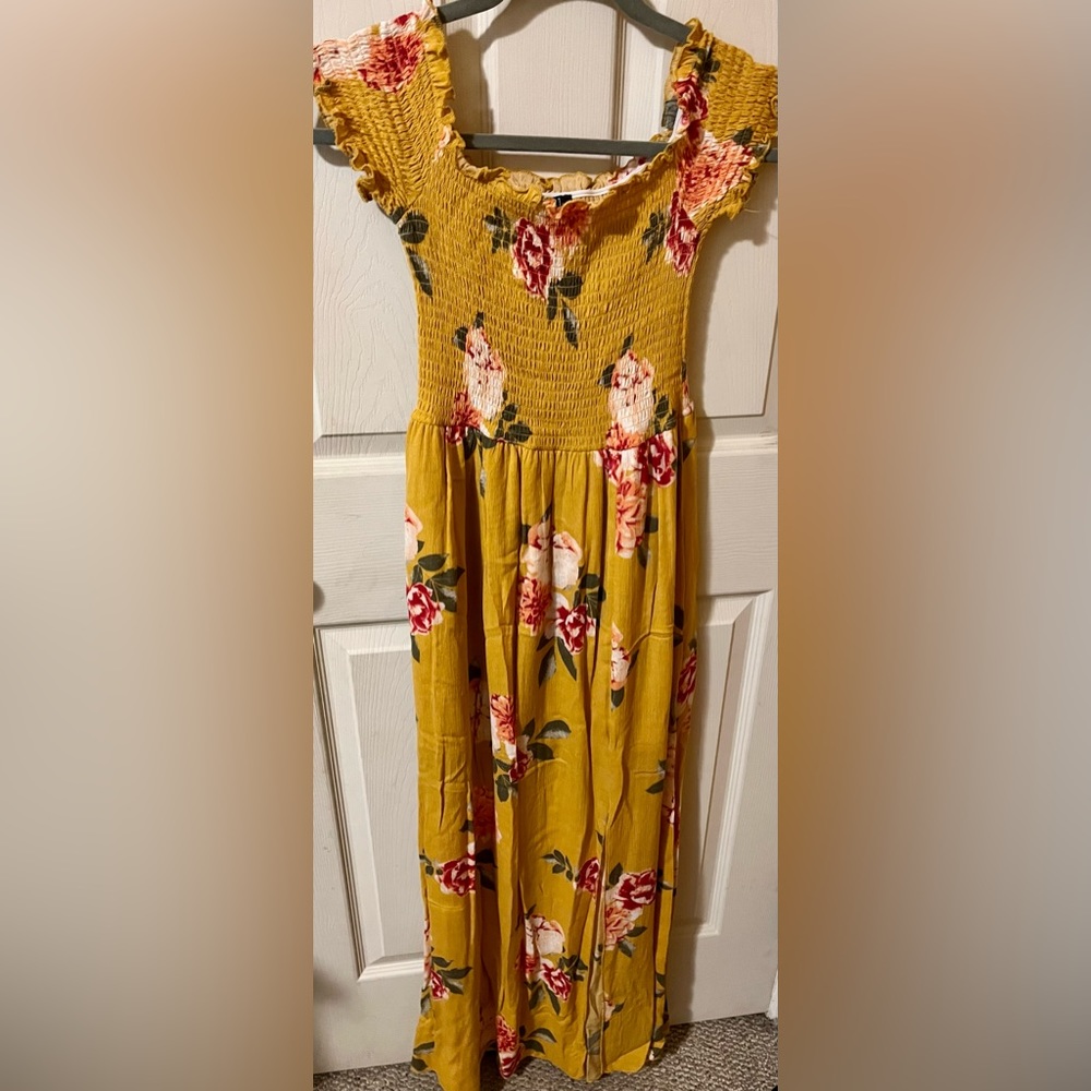 Yellow floral maxi dress